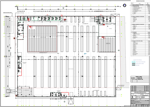 Modern building with triangular design